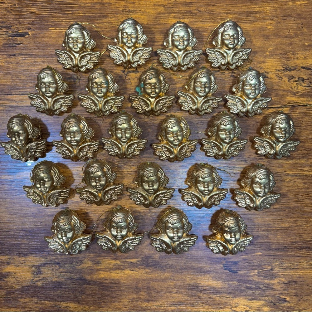 24 Pcs. Vintage Gold Cherub Angel Christmas Tree Deco Ornaments - Picture 3 of 7